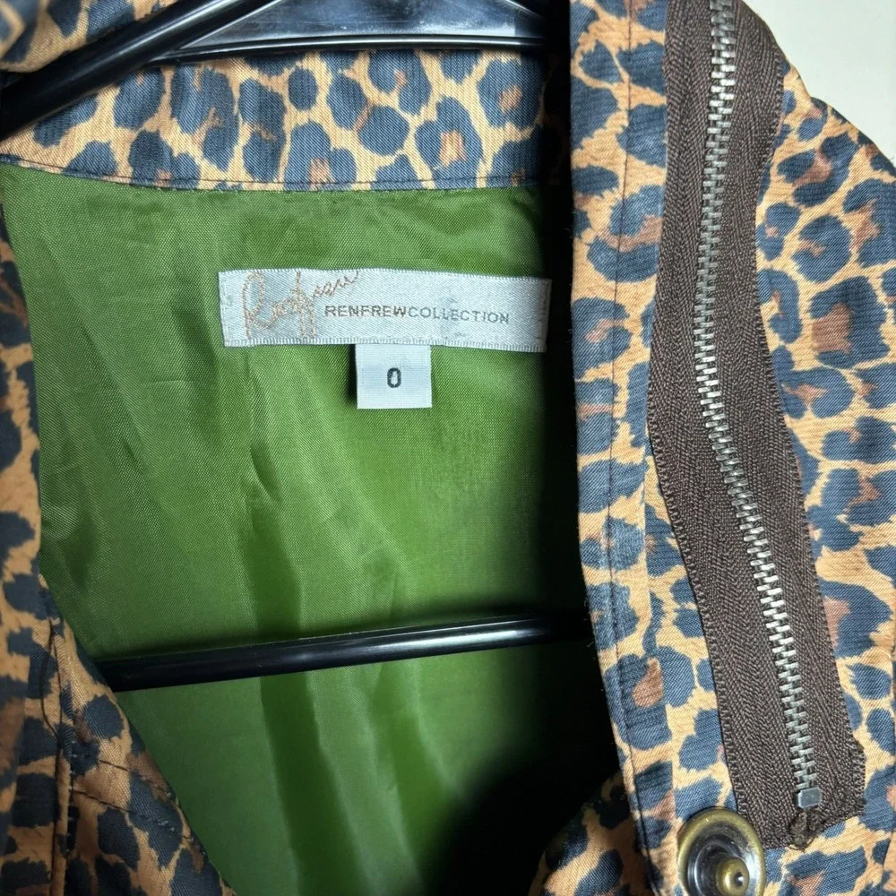 Renfrew Leopard Print Cinch Waist Olive Lined Utility Anorak Jacket Womens 0 - Picture 8 of 9